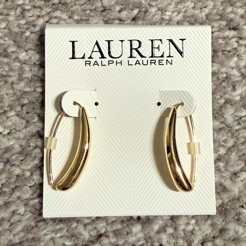 Lauren Ralph Lauren Elegant Gold Hoop Earrings - Picture 2 of 3